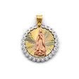 14K Tricolor Gold CZ Guadalupe Medal Pendant