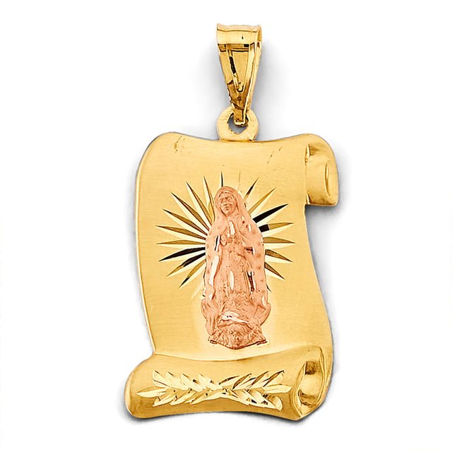 14K Two-Tone Gold Stamp Guadalupe Pendant