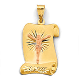 14K Two-Tone Gold Stamp Jesus Christ Pendant