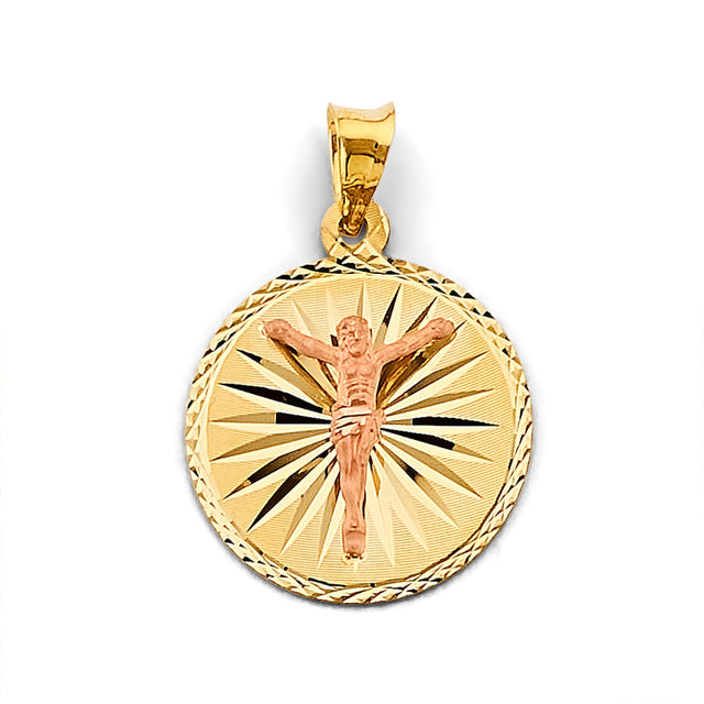 14K Two-Tone Gold Stamp Jesus Christ Pendant