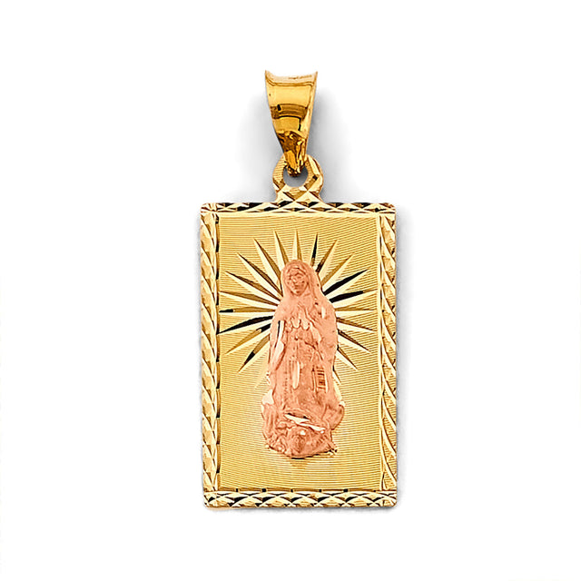 14K Two-Tone Gold Stamp Guadalupe Pendant