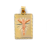 14K Two-Tone Gold Stamp Jesus Christ Pendant