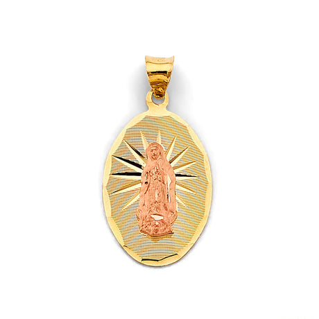 14K Two-Tone Gold Stamp Guadalupe Pendant