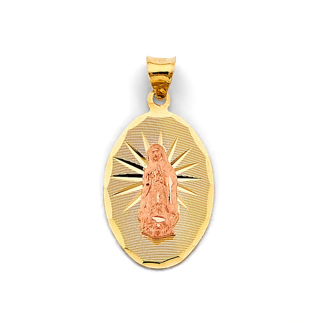 14K Two-Tone Gold Stamp Guadalupe Pendant
