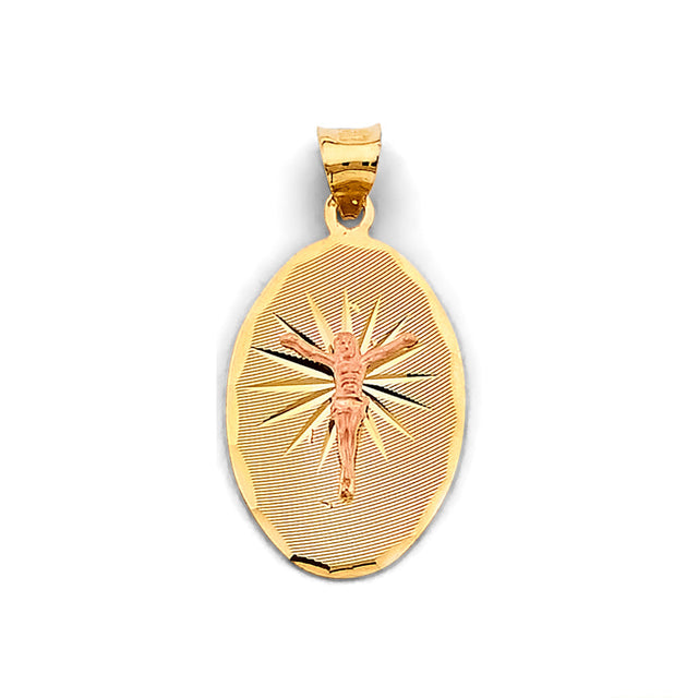14K Two-Tone Gold Stamp Jesus Christ Pendant