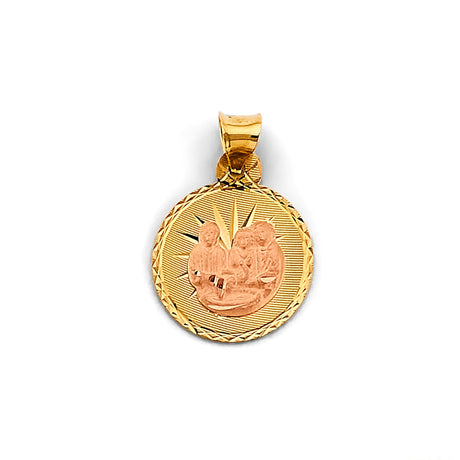 14K Two-Tone Gold Stamp Holy Family Pendant