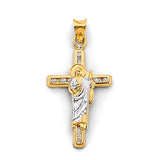 14K Two-Tone Gold Cross St. Jude Thaddeus Pendant
