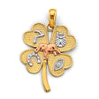 14K Tricolor Gold Good-Luck Clover Pendant