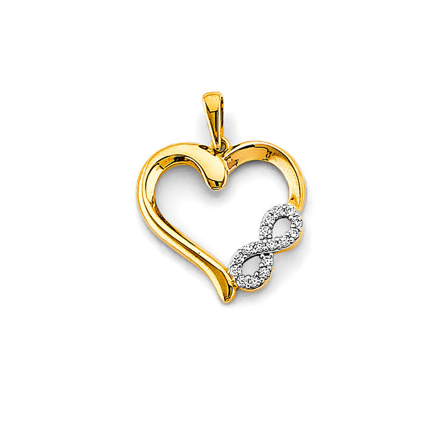 14K Two-Tone Gold Open Heart with Infinity Pendant