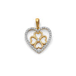 14K Two-Tone Gold Heart Flower Pendant