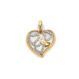 14K Two-Tone Gold Heart with Script and Hearts Pendant