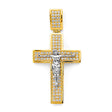 14K Two-Tone Gold CZ Crucifix Cross Pendant