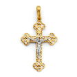 14K Two-Tone Gold Crucifix Cross Pendant