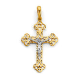 14K Two-Tone Gold Crucifix Cross Pendant