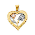 14K Tricolor Gold Butterfly Heart Pendant