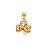 14K Tricolor Gold Shamrock of Hearts Pendant