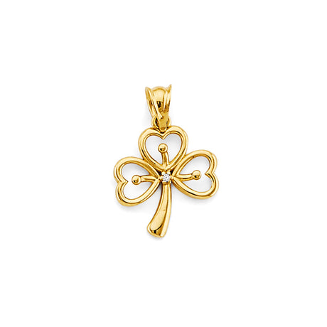 14K Yellow Gold Shamrock Pendant