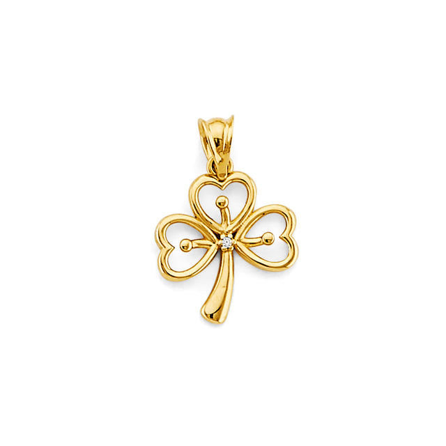 14K Yellow Gold Shamrock Pendant