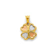 14K Tricolor Gold Four-Leaf Clover of Hearts Pendant