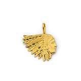 14K Yellow Gold Native American Chief Pendant