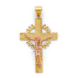 14K Two-Tone Gold Crucifix Cross Pendant