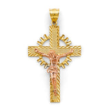 14K Two-Tone Gold Crucifix Cross Pendant