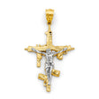 14K Two-Tone Gold Crucifix Cross Pendant