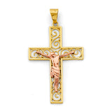 14K Two-Tone Gold Crucifix Cross Pendant