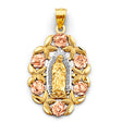 14K Tricolor Gold Flower Guadalupe Pendant