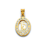 14K Yellow Gold CZ 15 Years Pendant
