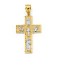 14K Two-Tone Gold Religious Icon Cross Pendant