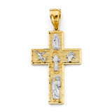 14K Two-Tone Gold Religious Icon Cross Pendant
