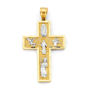 14K Two-Tone Gold Religious Cross Pendant