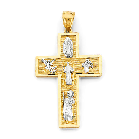14K Two-Tone Gold Religious Cross Pendant