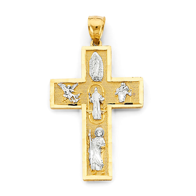 14K Two-Tone Gold Religious Cross Pendant