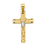 14K Two-Tone Gold Religious Cross Pendant