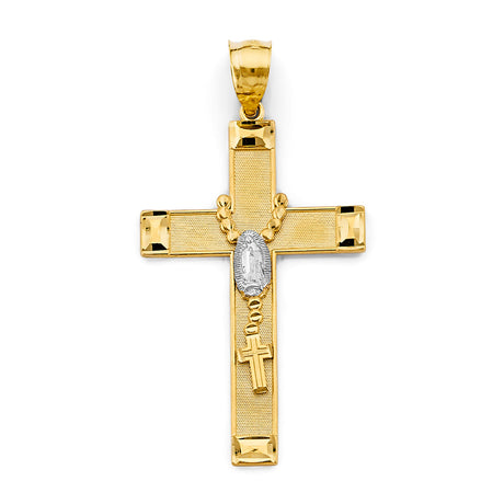14K Two-Tone Gold Religious Cross Pendant