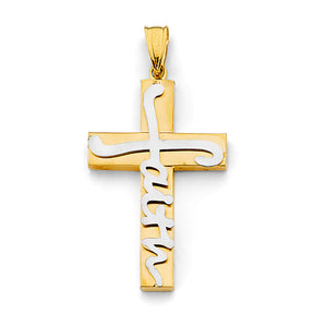 14K Two-Tone Gold Faith Cross Pendant