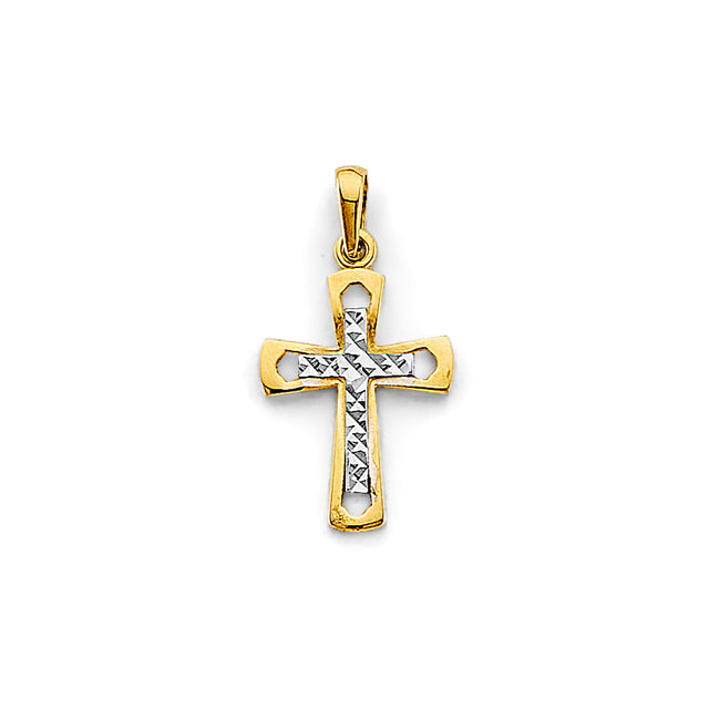 14K Two-Tone Gold Small Cross Pendant