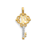 14K Two-Tone Gold 18th Birthday Key Pendant