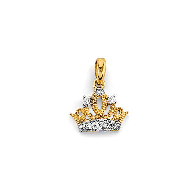 14K Two-Tone Gold Petite Crown Pendant