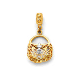 14K Two-Tone Gold Purse Charm