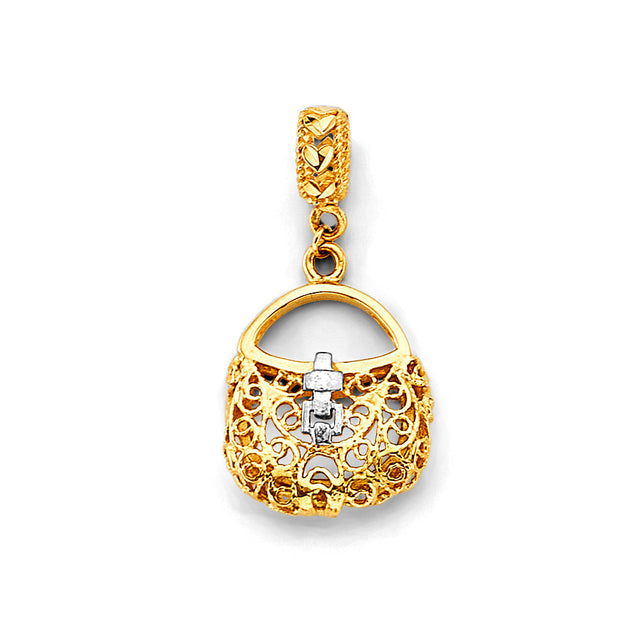 14K Two-Tone Gold Purse Charm