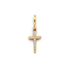 14K Yellow Gold CZ Cross For Mix&Match Br Pendant