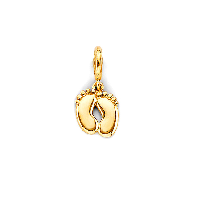 14K Yellow Gold Baby Footprints Charm