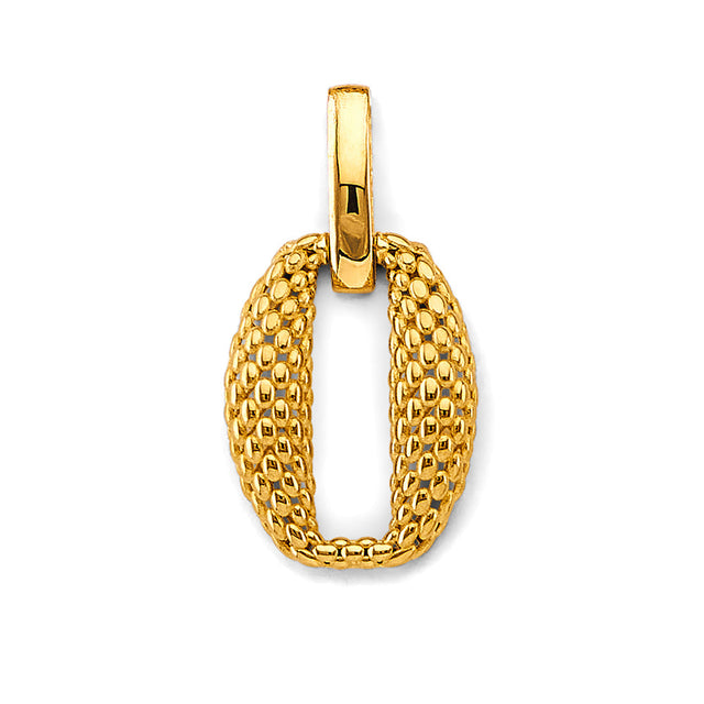 14K Yellow Gold Oval Mesh Pendant