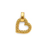 14K Yellow Gold Basket-Weave Puff Heart Pendant