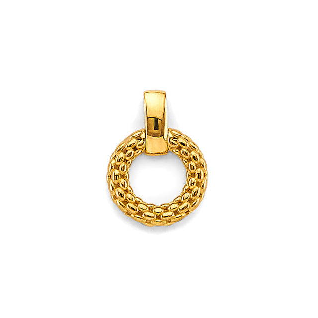 14K Yellow Gold Round Mesh Pendant