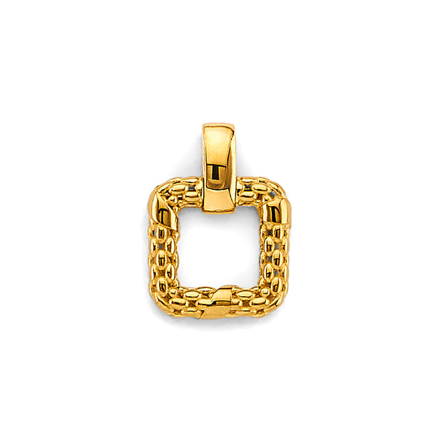14K Yellow Gold Square Mesh Pendant