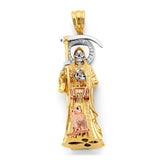 14K Tricolor Gold 3D Santa Muerte Pendant